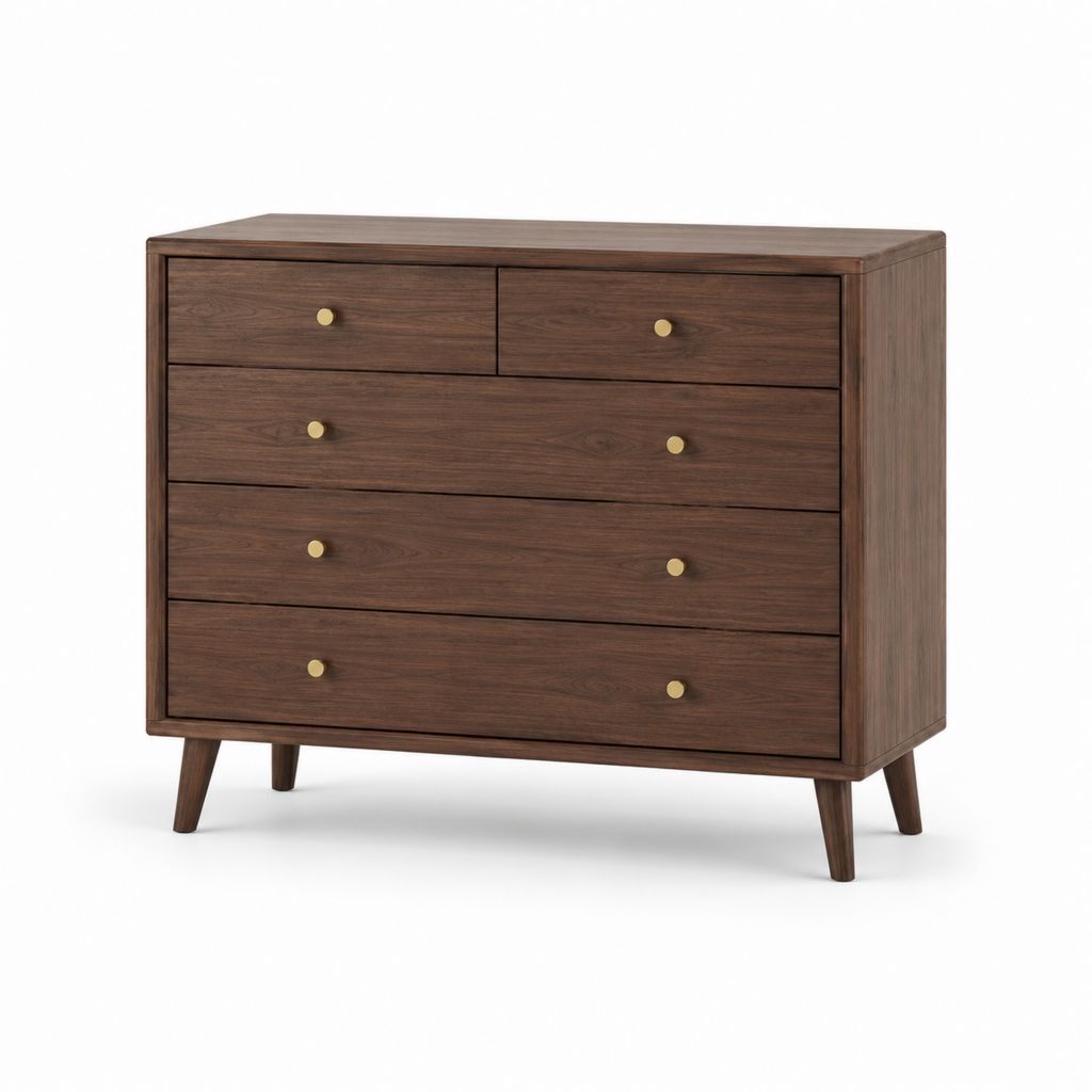 Cassettiera bassa 6 cassetti marrone noce in MDF 120 x 45 x 90 cm