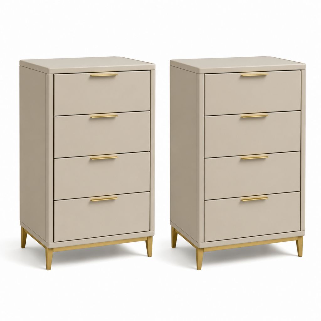 Set di 2 comodini con 4 cassetti beige in MDF 45 x 40 x 75 cm