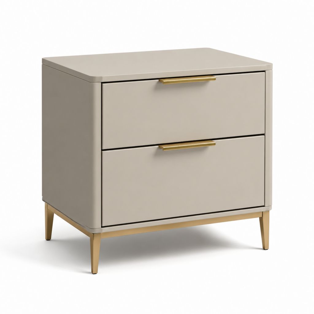 Comodino a 2 cassetti beige in MDF rettangolare 50 x 40 x 55 cm
