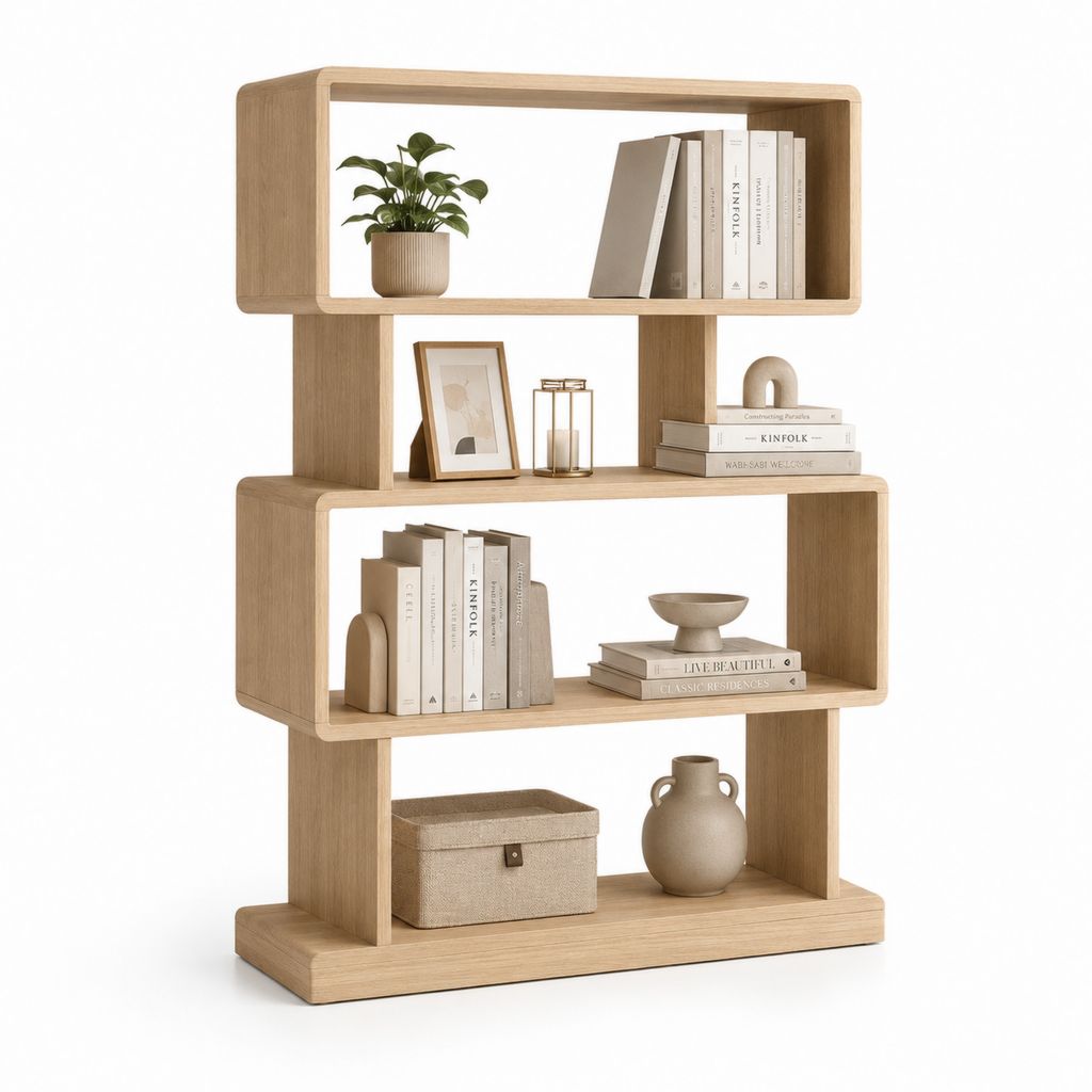 Libreria da soggiorno in MDF effetto rovere naturale 80 x 30 x 150 cm