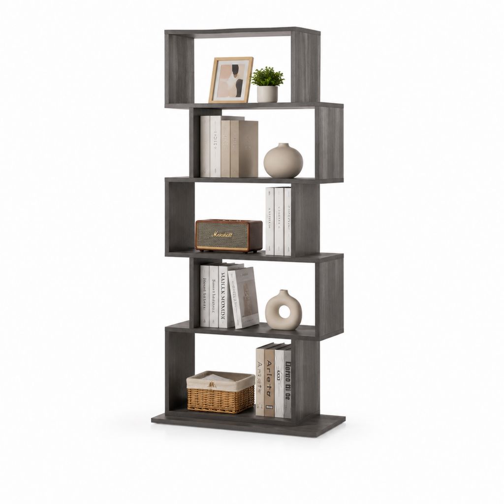 Libreria a giorno grigio scuro in pannello di particelle 60 x 24 x 160 cm
