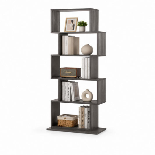 Libreria a giorno grigio scuro in pannello di particelle 60 x 24 x 160 cm
