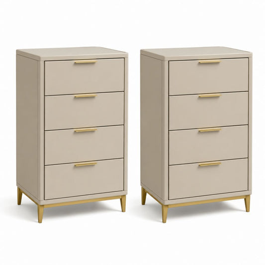 Set di 2 comodini con 4 cassetti beige in MDF 45 x 40 x 75 cm