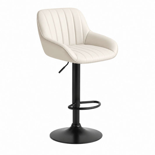 Sgabello da bar regolabile bianco in PU con base in acciaio 50 x 50 x 90-112 cm