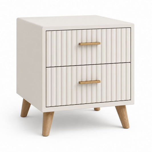 Comodino rettangolare bianco in MDF con 2 cassetti 45 x 40 x 60 cm