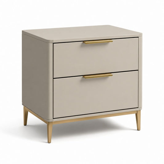 Comodino a 2 cassetti beige in MDF rettangolare 50 x 40 x 55 cm