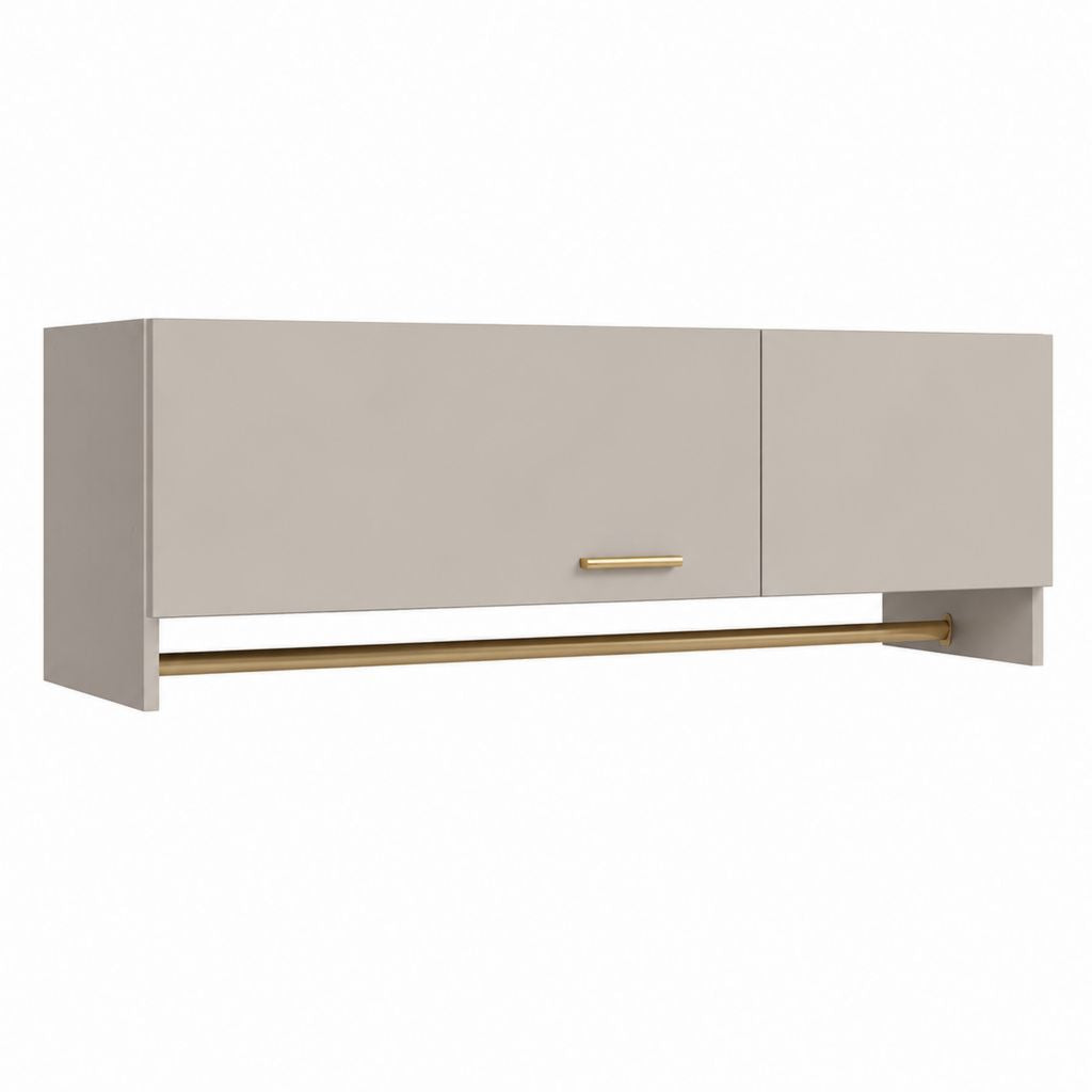 Armadio pensile a 2 ante beige in MDF rettangolare con barra appendiabiti 120 x 35 x 50 cm