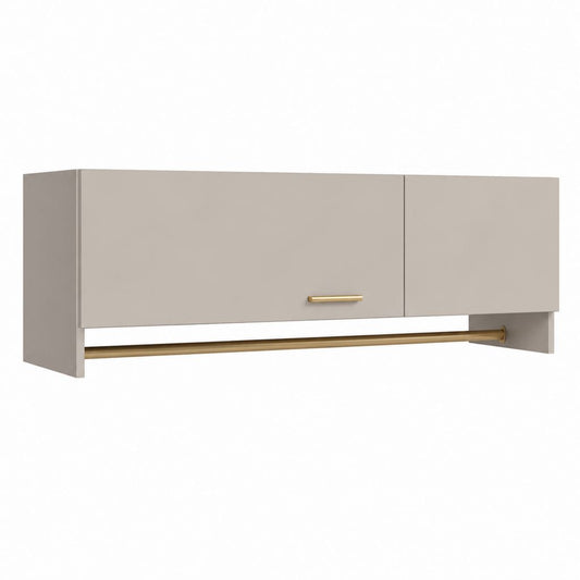 Armadio pensile a 2 ante beige in MDF rettangolare con barra appendiabiti 120 x 35 x 50 cm
