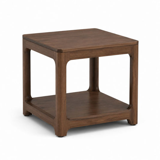 Tavolino laterale quadrato noce in MDF impiallacciato noce 50 x 50 x 50 cm